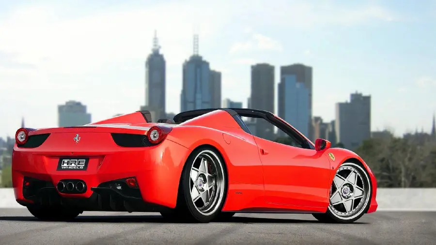 Download beautiful image of red Ferrari 458 with cool rims