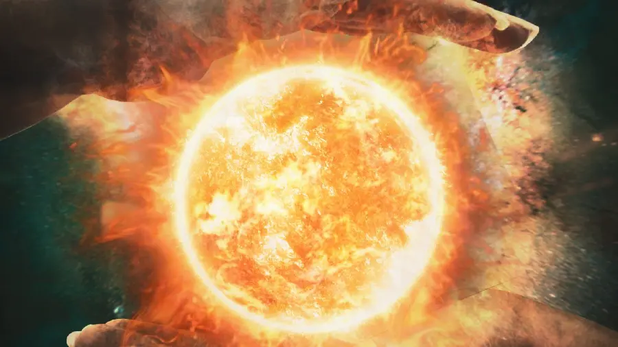 The famous HD photo of the burning and fiery sun