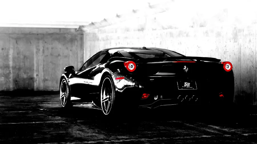 Free download of a black Ferrari car wallpaper for your computer