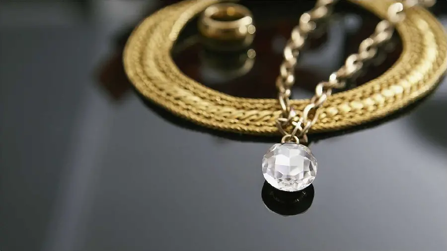 Expensive Gold Choker and Necklace with Clear Sparkling Gemstone for Laptop