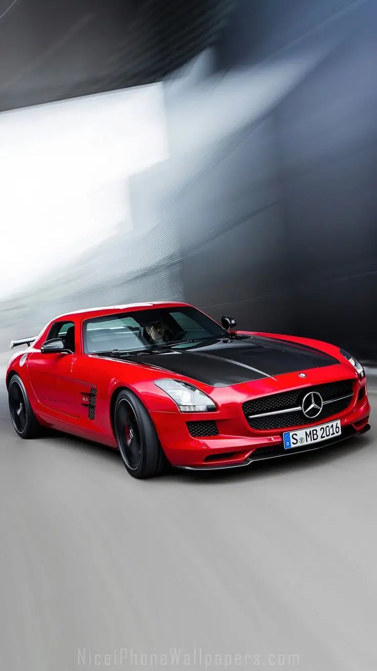 Lovely Background of Red Mercedes Benz in Pure Quality with Driver