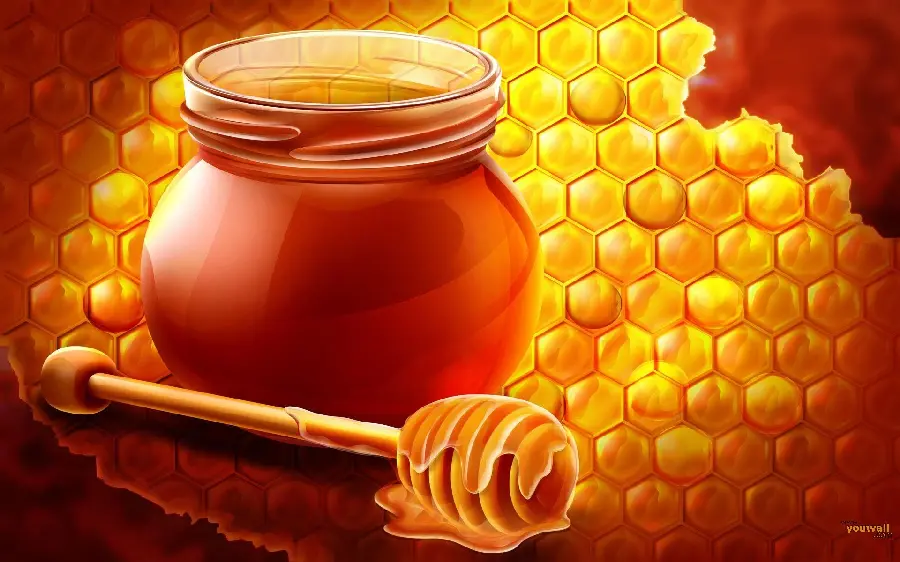 A fantastic graphic image of golden honey with eye-catching details 