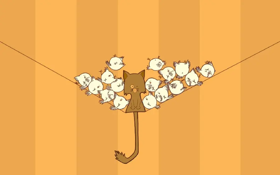 The Funniest Graphic Wallpaper of a Cat and Little Chicks