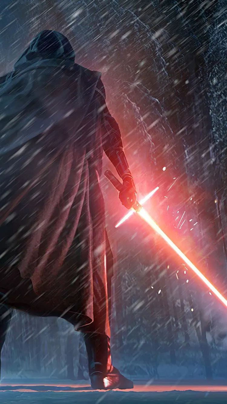 iPhone background with a fighter with a fiery sword