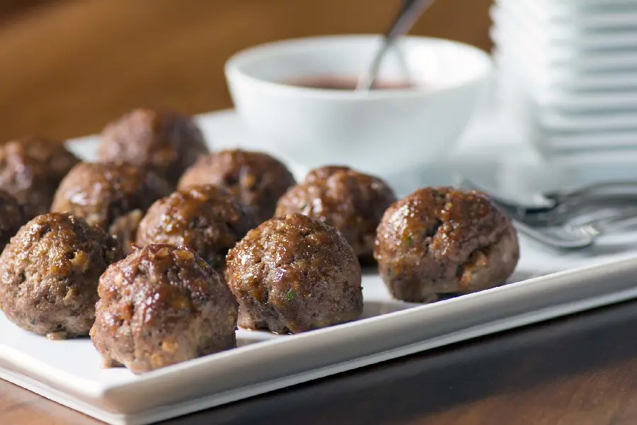 A unique quality poster of a delicious and delicious meatball arranged on a special tray