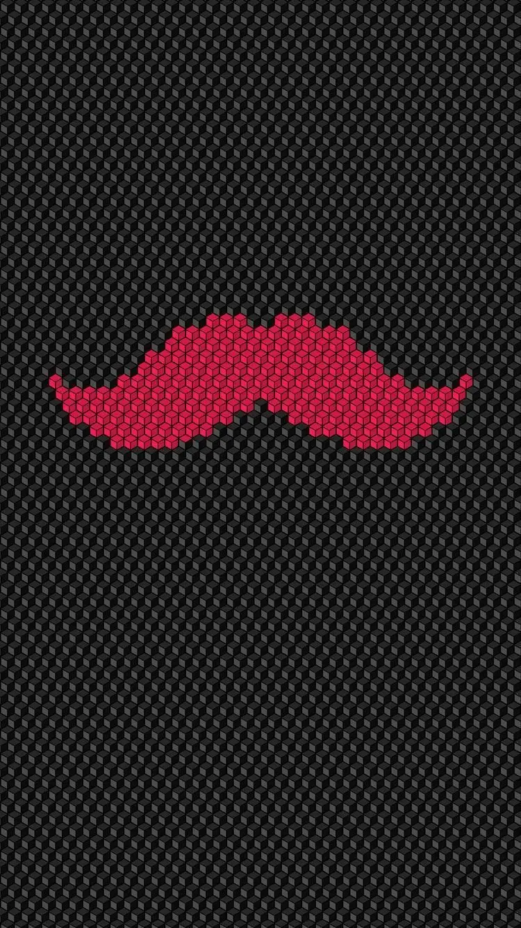 Download cool black square cube graphic background with a red mustache in the middle