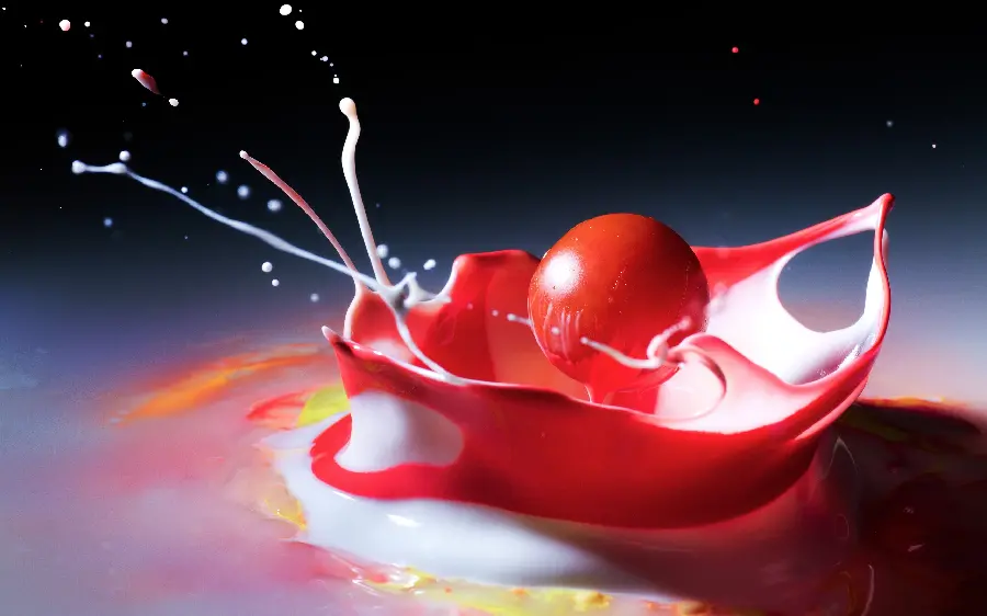 Wallpaper of delicious red fruit falling for the computer