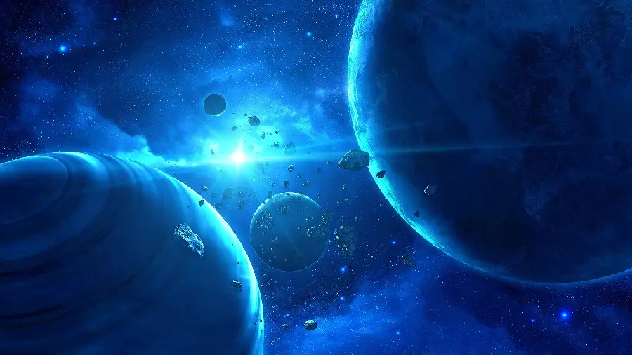 Planet Wallpaper with Blue Glowing Theme 2022