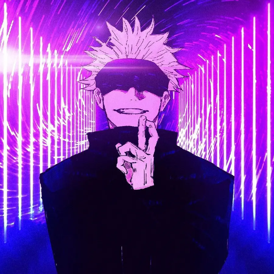 Gojo Satoru profile picture with a striking purple theme for Telegram 