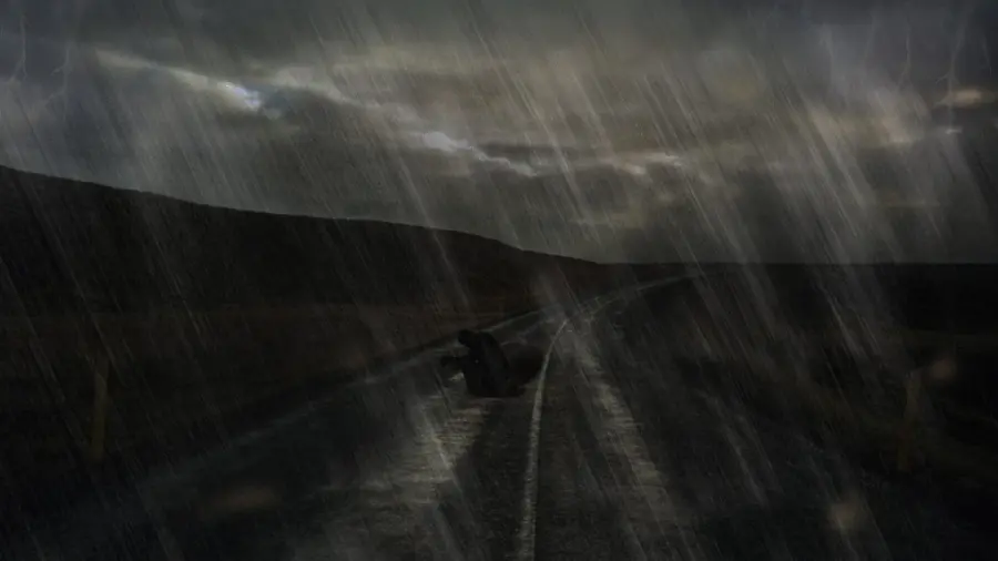 Special and sad background of a lonely man in the rain for a laptop