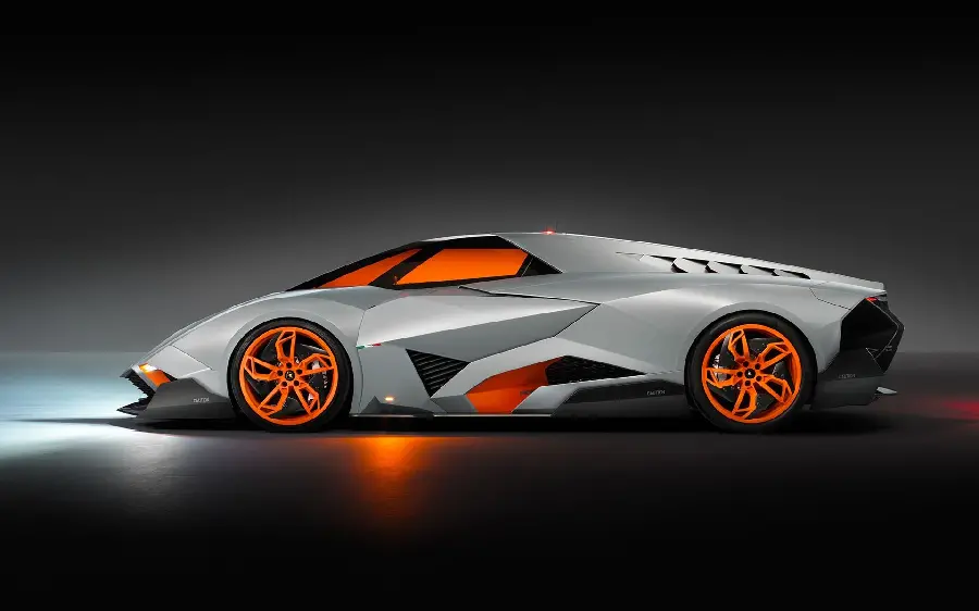 Exciting image of the new orange and silver Lamborghini car with a special shape