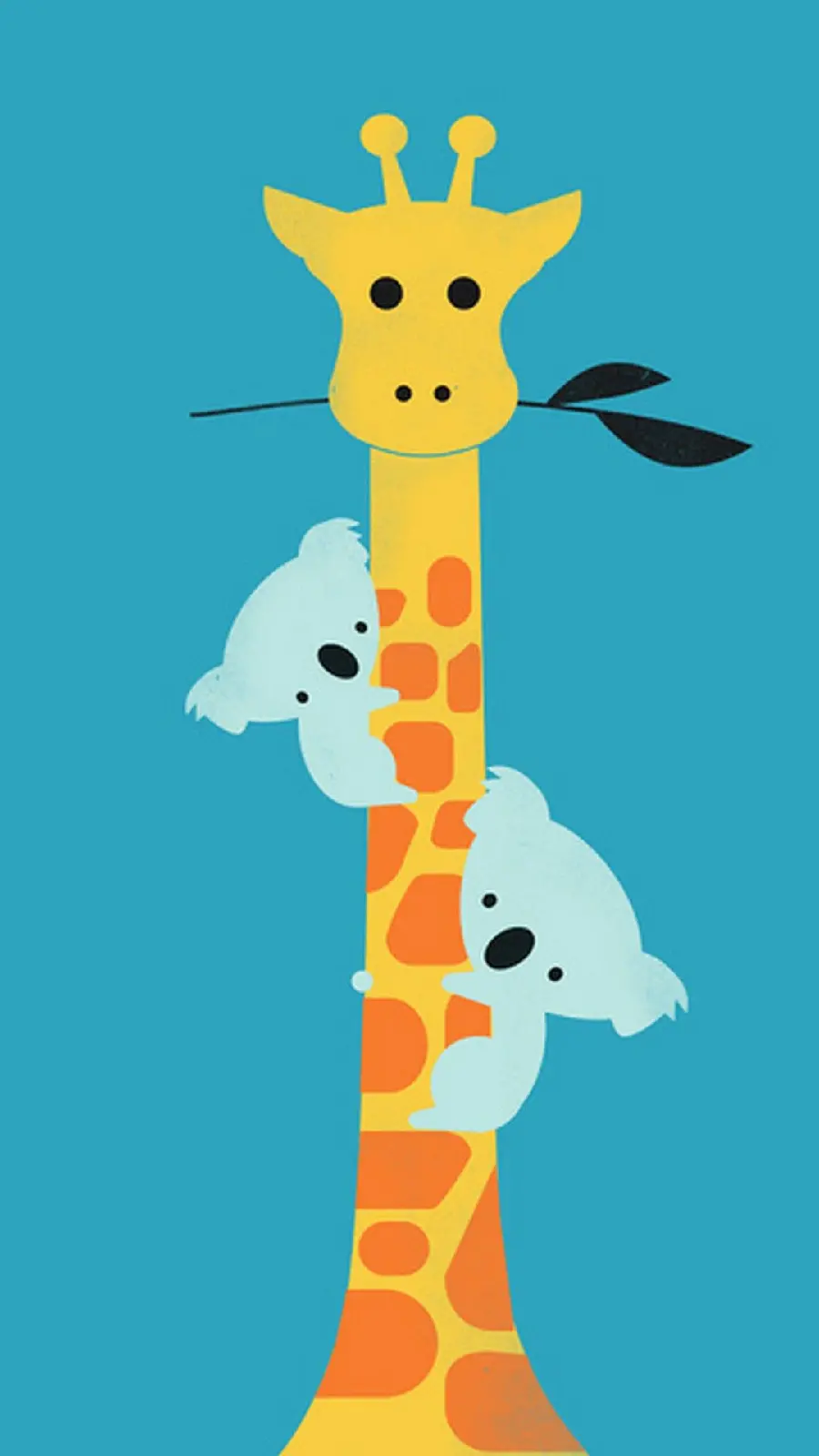 Free download of cute giraffe and koala wallpaper together with a blue background for a high-quality phone background