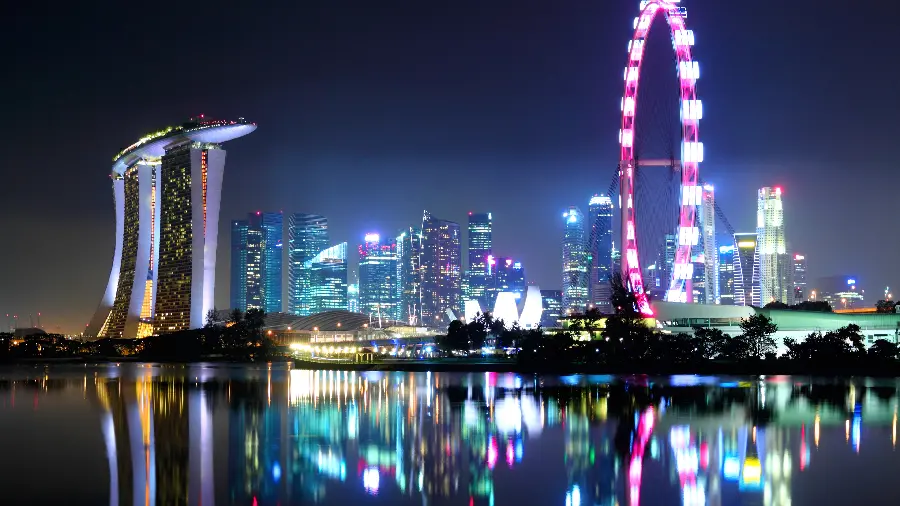 The most visited and advanced background photo of the city of Singapore with famous buildings in HD quality