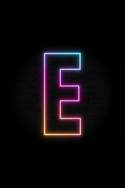 Attractive neon profile photo of the English letter E with beautiful colors 