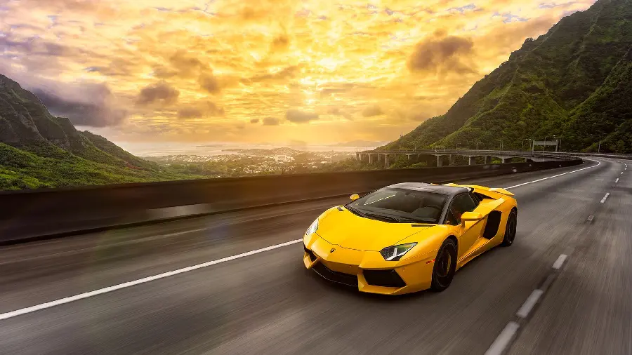 Yellow Lamborghini car image with beautiful color and modern design in HD quality 
