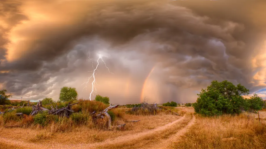 Download new background photo of lightning on a farm in nature with high quality, special laptop wallpaper