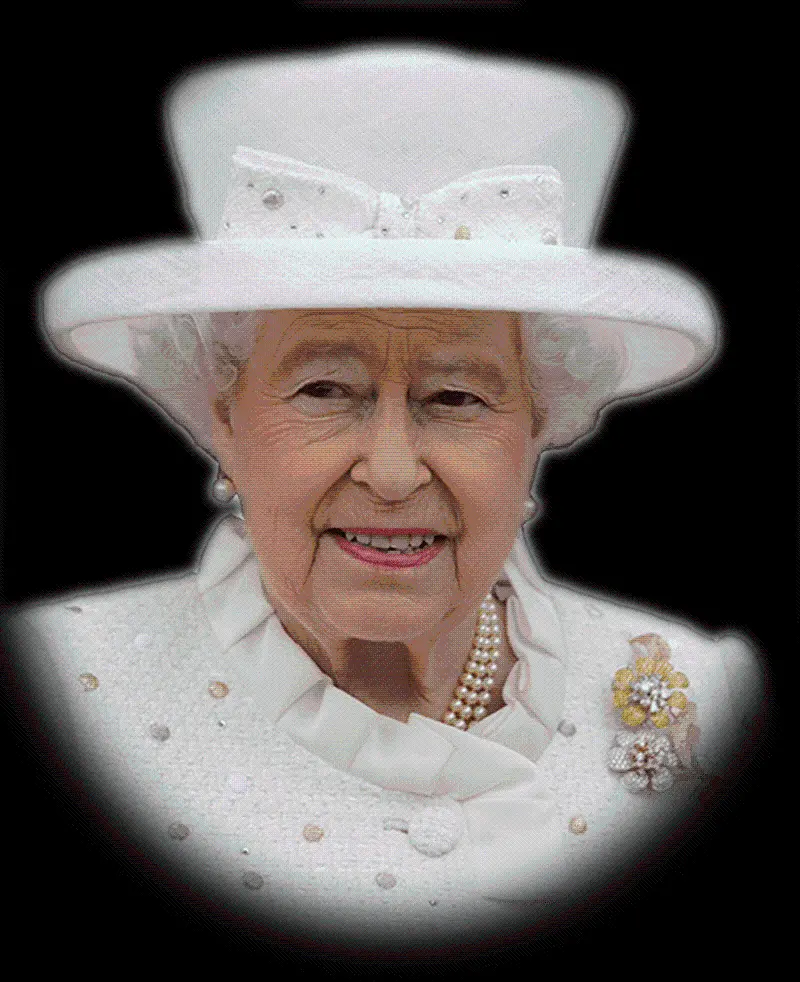 The last photo of the Queen of England in a hat and white dress 2022