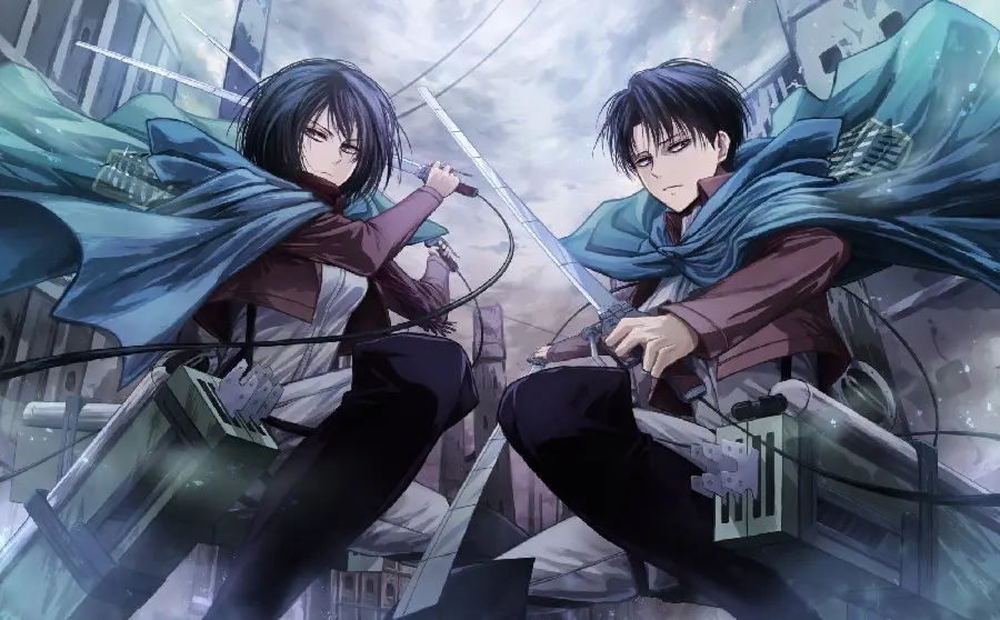 Beautiful Full HD anime photo of Captain Levi and Mikasa Ackerman