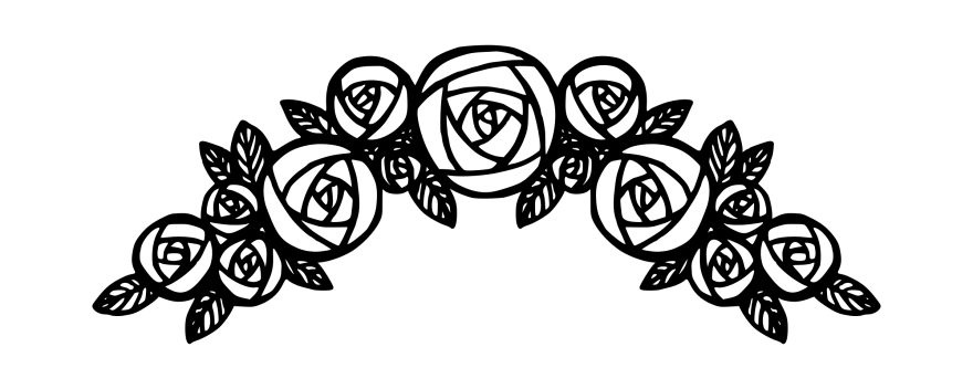 PNG full download of the border of the condolence card with a black flower design