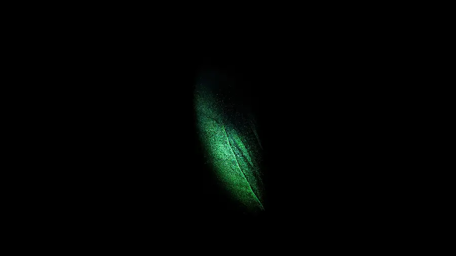 High quality wallpaper of the Galaxy Z Fold phone with a green black theme 