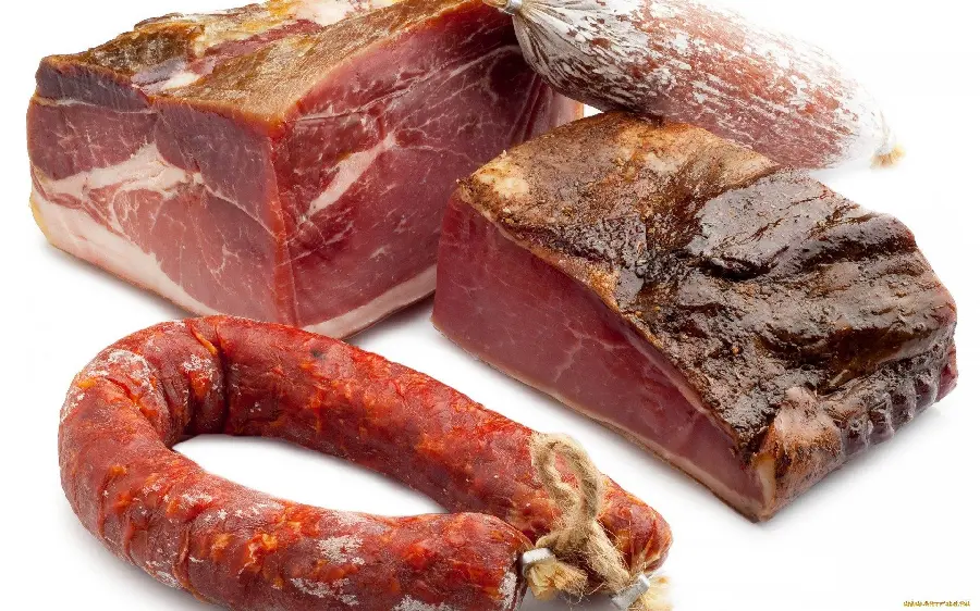 Image of beef pieces with an interesting camera angle