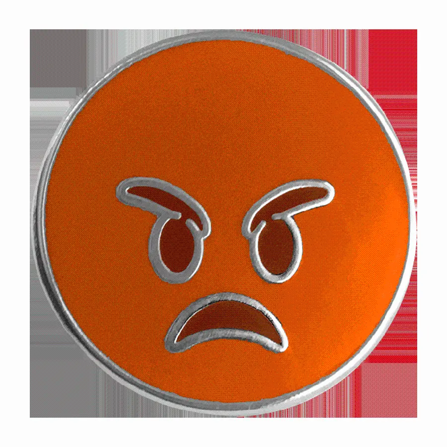 Photo Red Angry Emoji with Silver Border for Profile 
