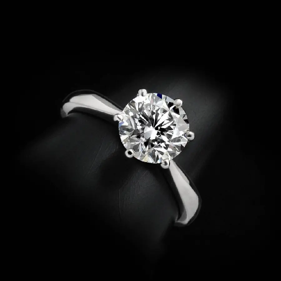 Image of a silver diamond ring with a large gem on a black background