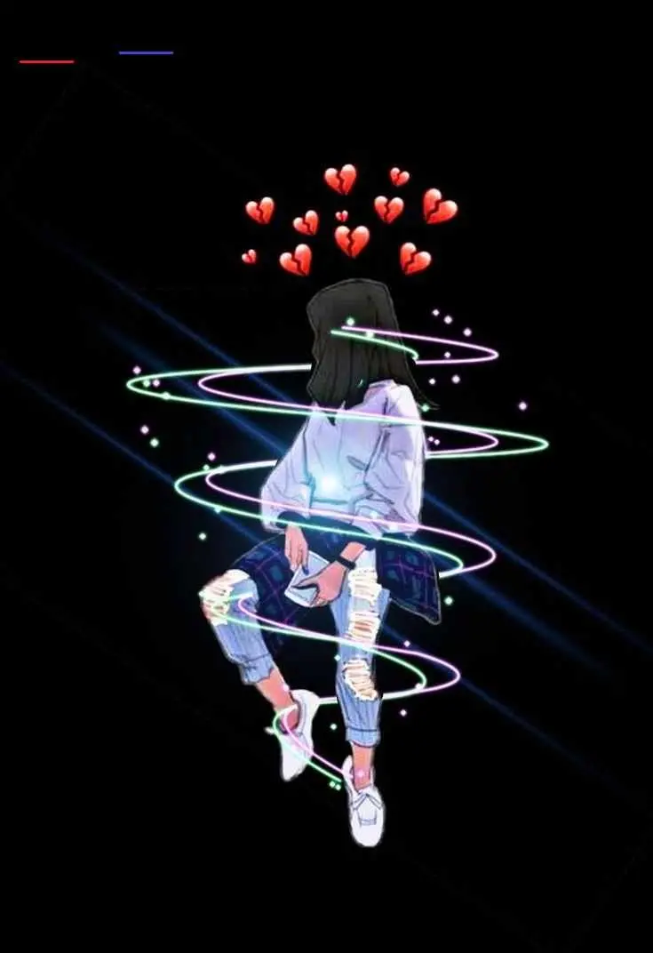 The most downloaded girly profile picture for love failure with broken heart emoji and black background