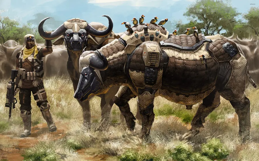 Photo of a herd of wild buffaloes