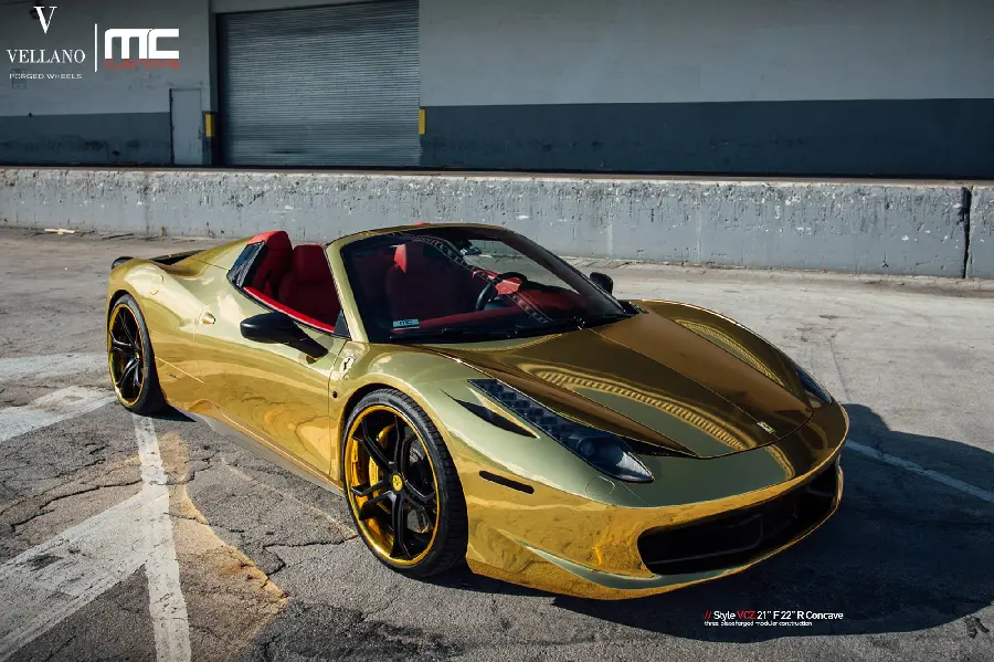 Glamorous photo of a beautiful golden Ferrari for Telegram and WhatsApp profiles