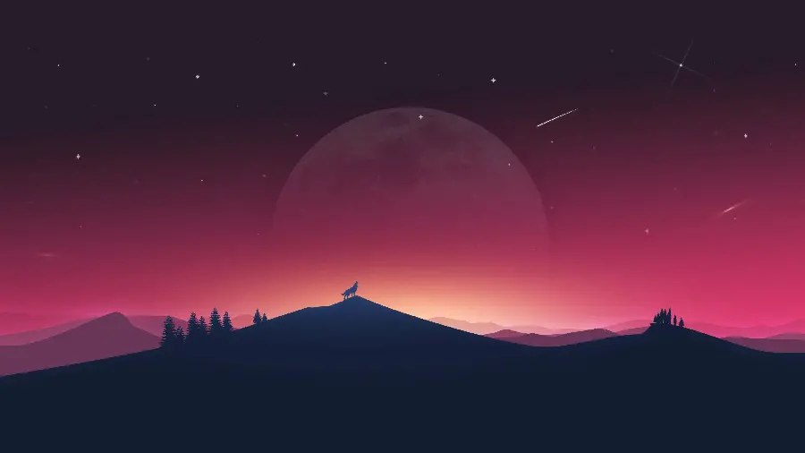 Popular wolf and moon background for desktop 