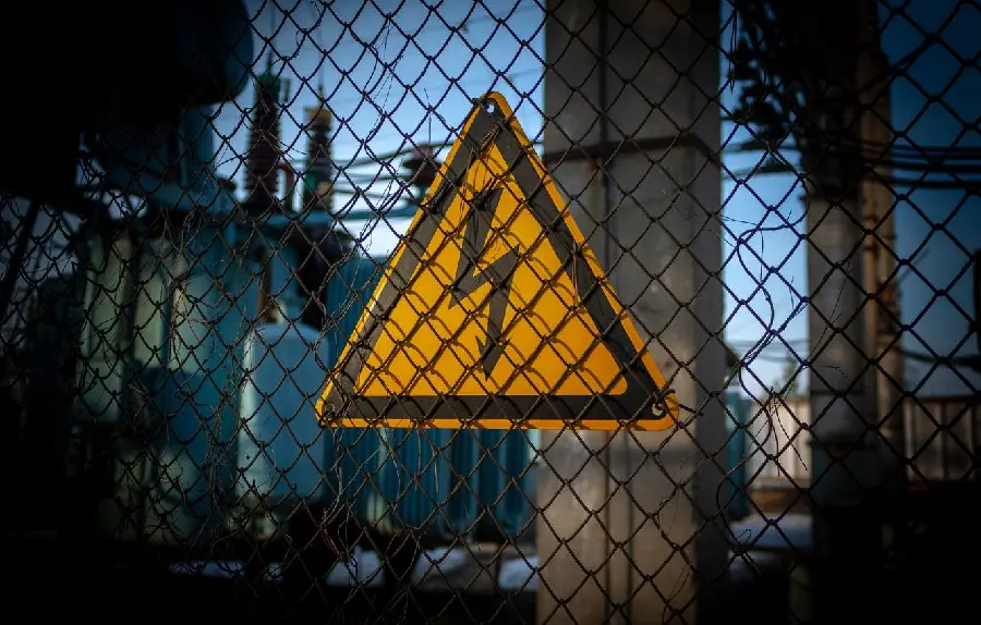 Famous triangular sign for warning the danger of electric shock in a special quality art frame
