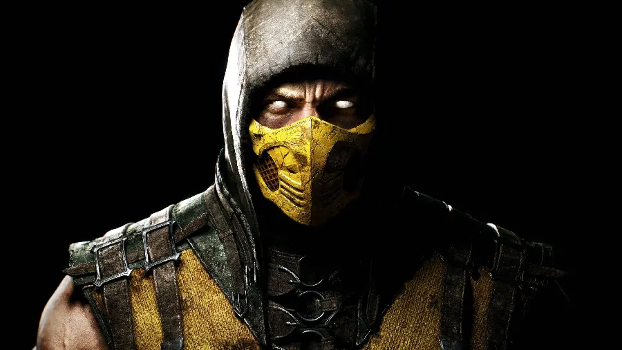 Scary Masked Man With Yellow And Black Color Theme Suitable For Windows 12 Background