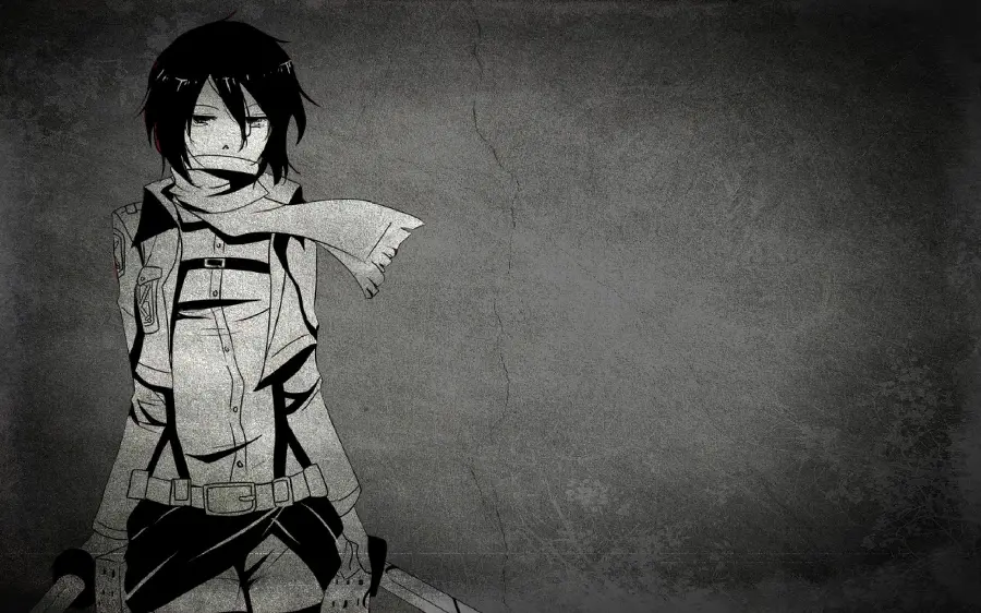 Black and white anime wallpaper with innocent and sad theme for computer 