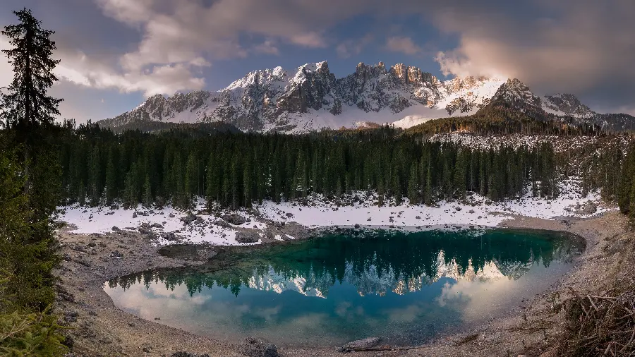 Unique and new wallpaper of mountain nature and forest and river in a special frame