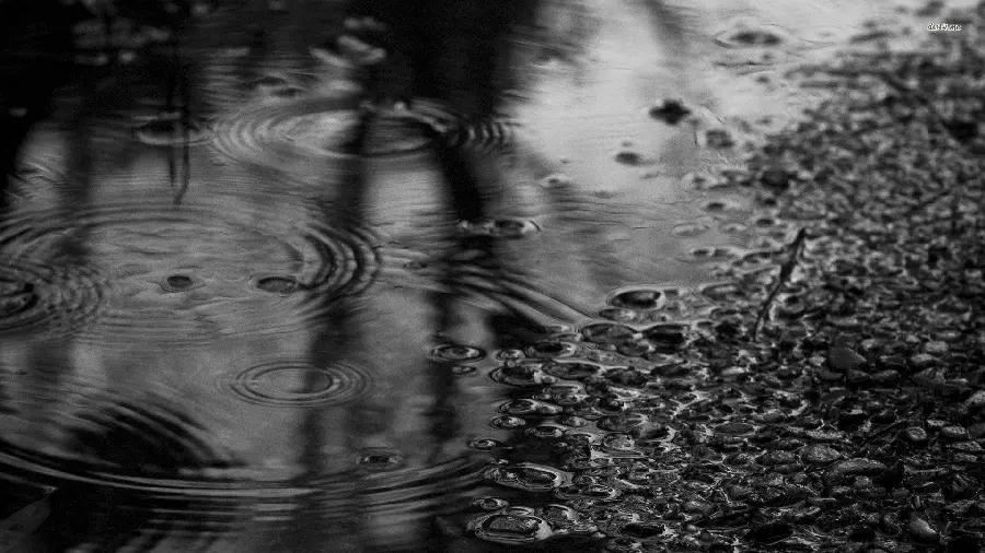 Dark and strange wallpaper of raindrops falling on the ground in HD quality