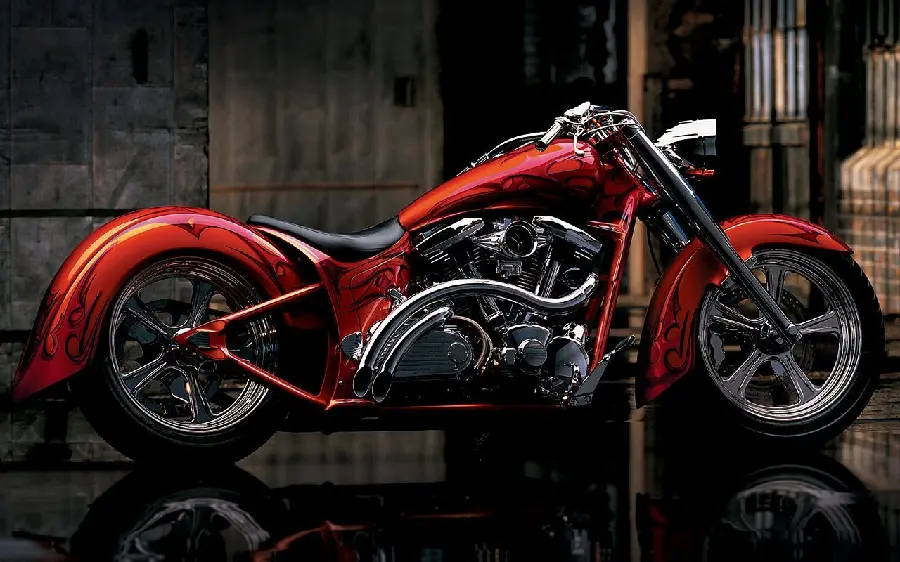 Download the famous beautiful background image of a new and heavy custom motorcycle in excellent quality