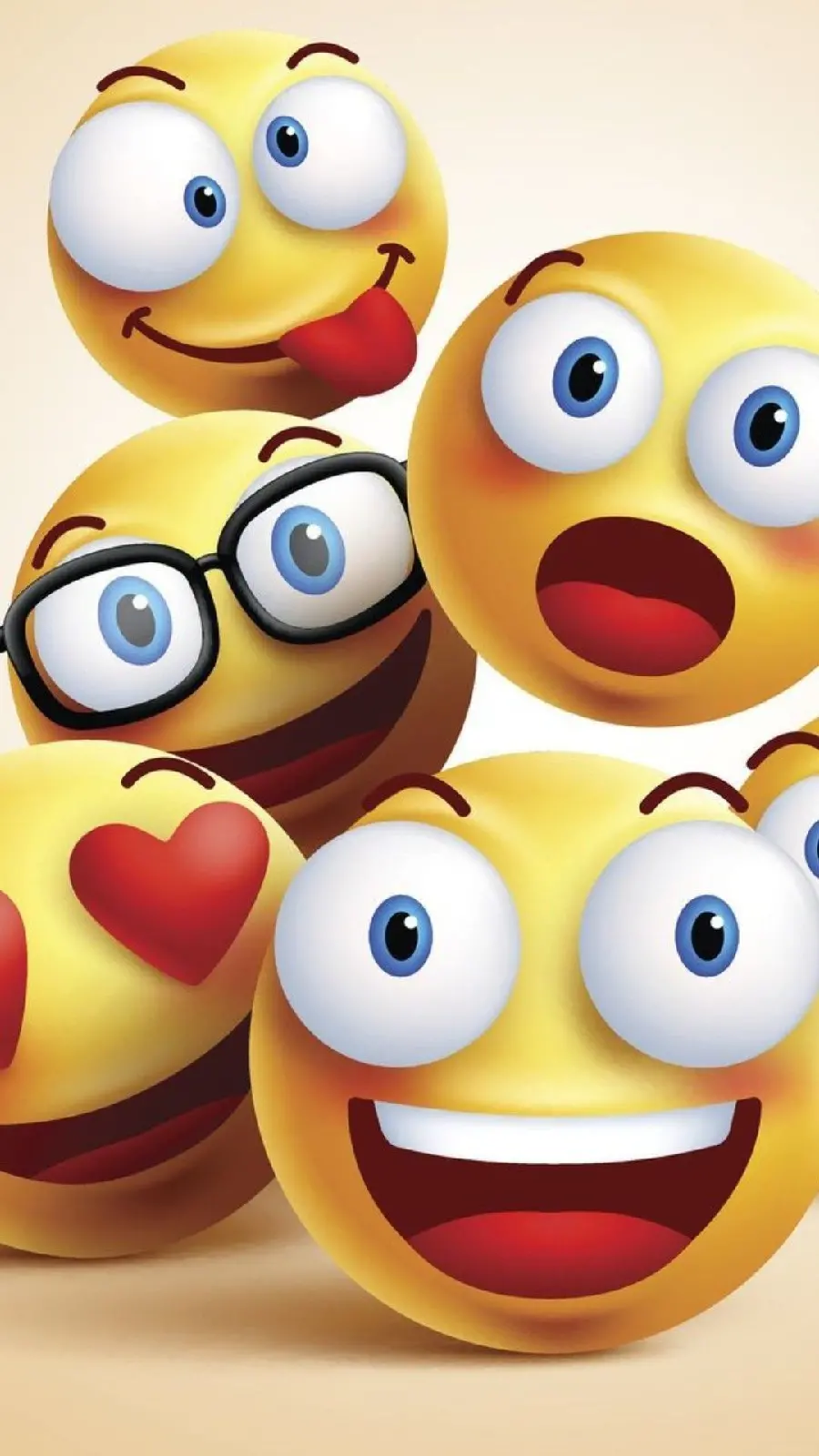 Romantic and Crazy Emoji Background with Blinking Eyes and Glasses