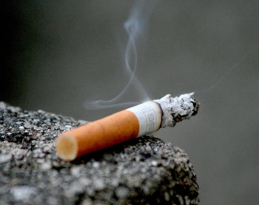 High quality half-smoked cigarette background on a stone
