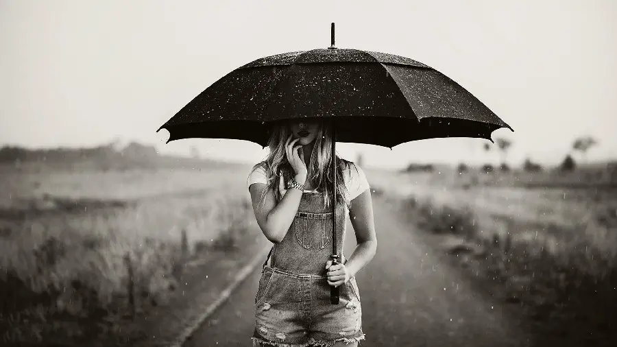 Sad Girl Photo UnderRain for Telegram Profile 