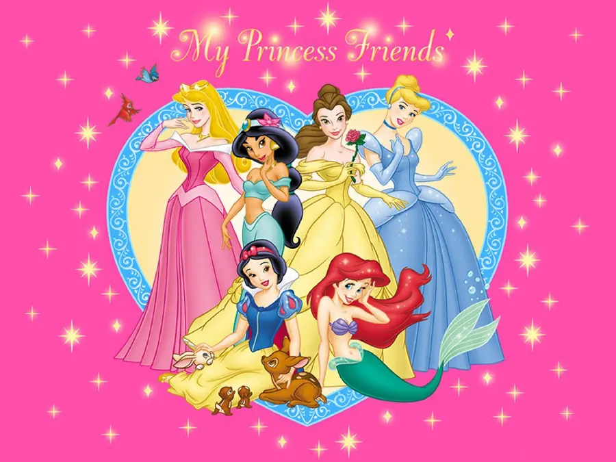 Beautiful Girl Profile of Princesses with Pink Heart Theme