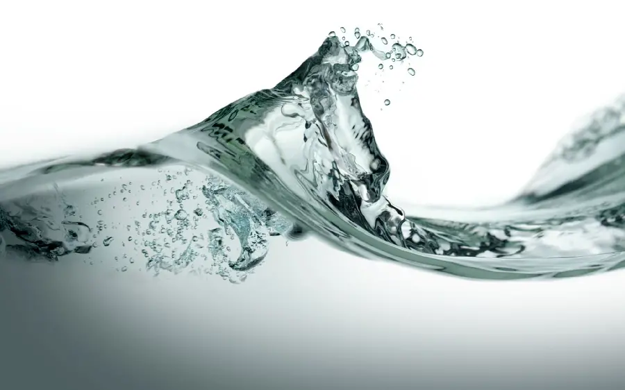 Black and white background of wavy drinking water with tiny bubbles