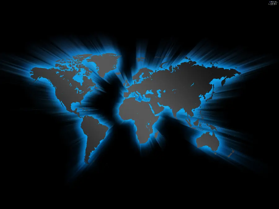 Download the image of the World Atlas with a bright blue color on a black background