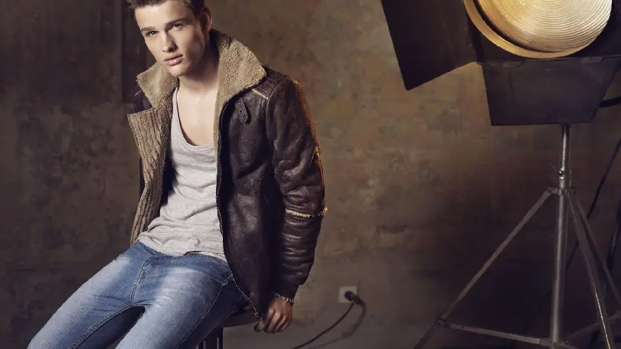 The most attractive picture of a male model in a leather jacket with a charismatic face for Instagram