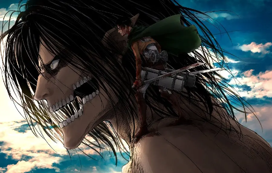 Awesome picture of Captain Levi next to the giant's ear with special 8k quality 