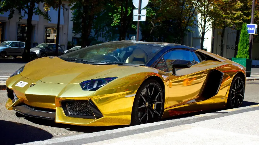 New Stock Photo of a Golden Lamborghini with Super Good Quality 