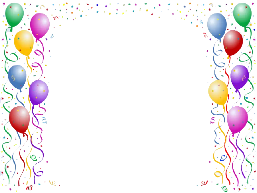 Super bright balloon border for a birthday clip in PNG format