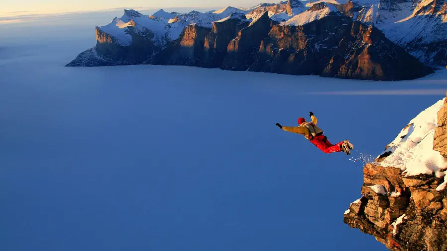 Download exciting image of snowy mountain nature and skydiving landscape photo in hd quality