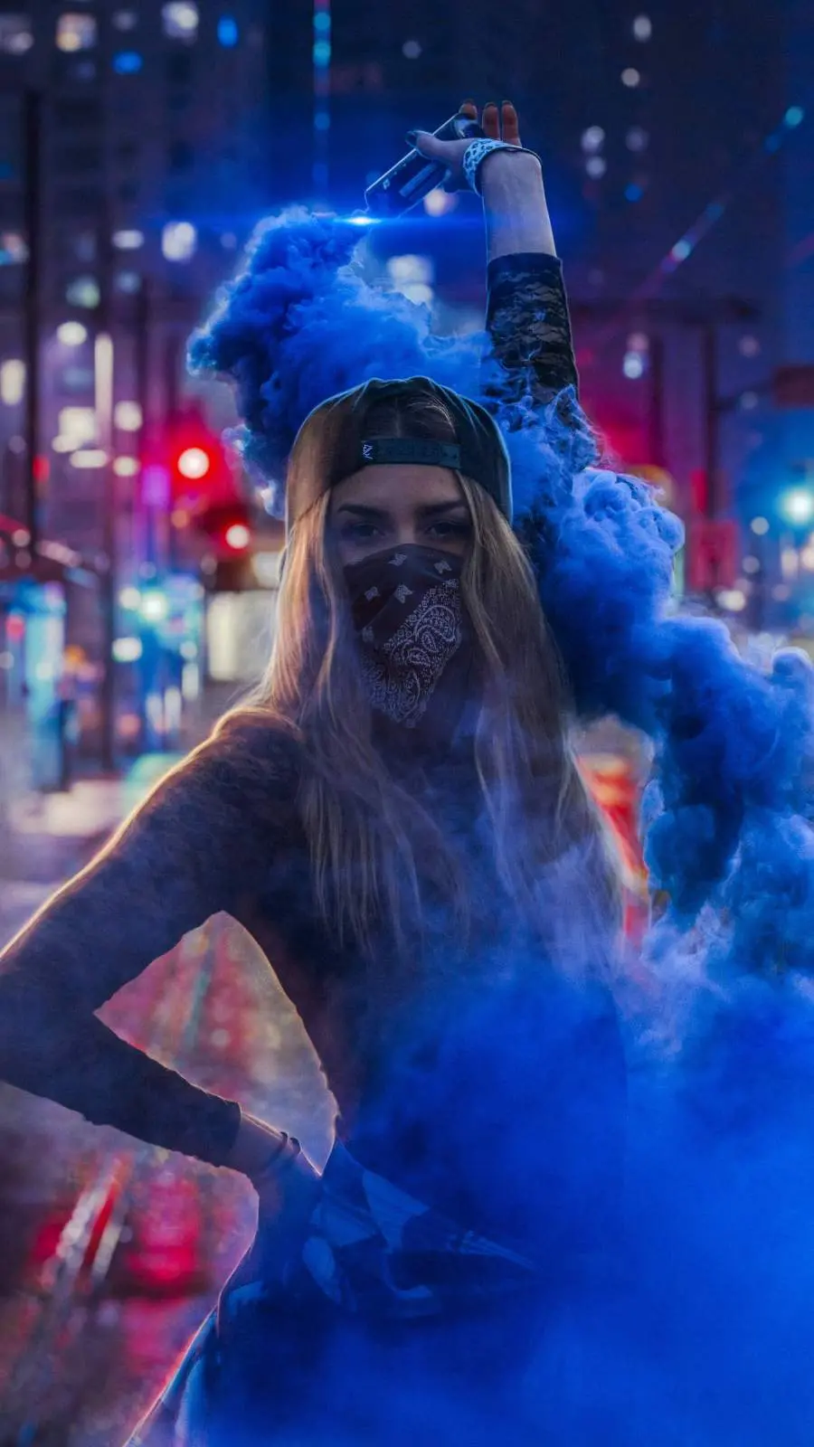 Stupid Profile Picture of Attractive Girl Smoking with Blue Theme