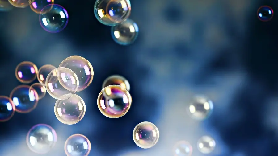 Interesting and bright view of beautiful colored bubbles for profile